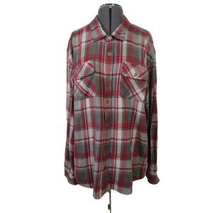 Prana men's organic cotton red plaid‎ Lybeck button up flannel shirt XL